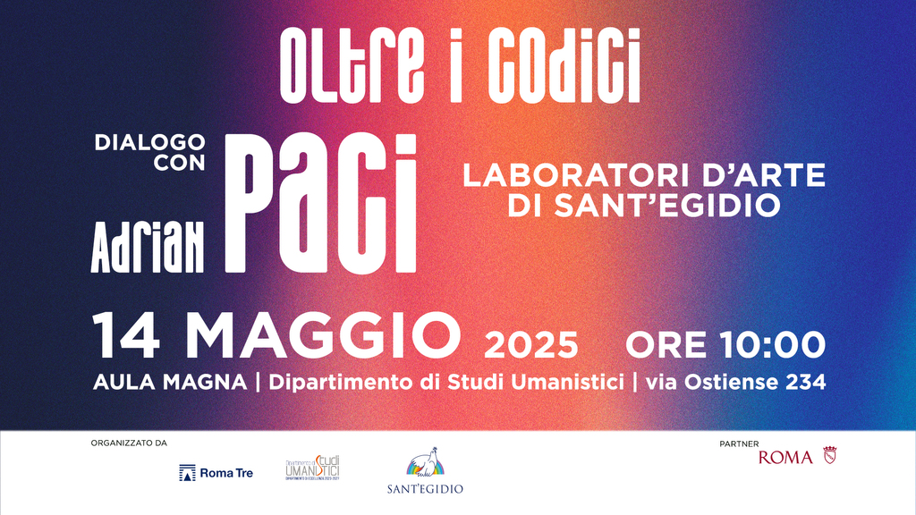 "Oltre i codici" – Incontro con l’artista Adrian Paci promosso dai Laboratori d’Arte di Sant’Egidio e Roma Tre. Mercoledì 14 maggio 2025 ore 10:00