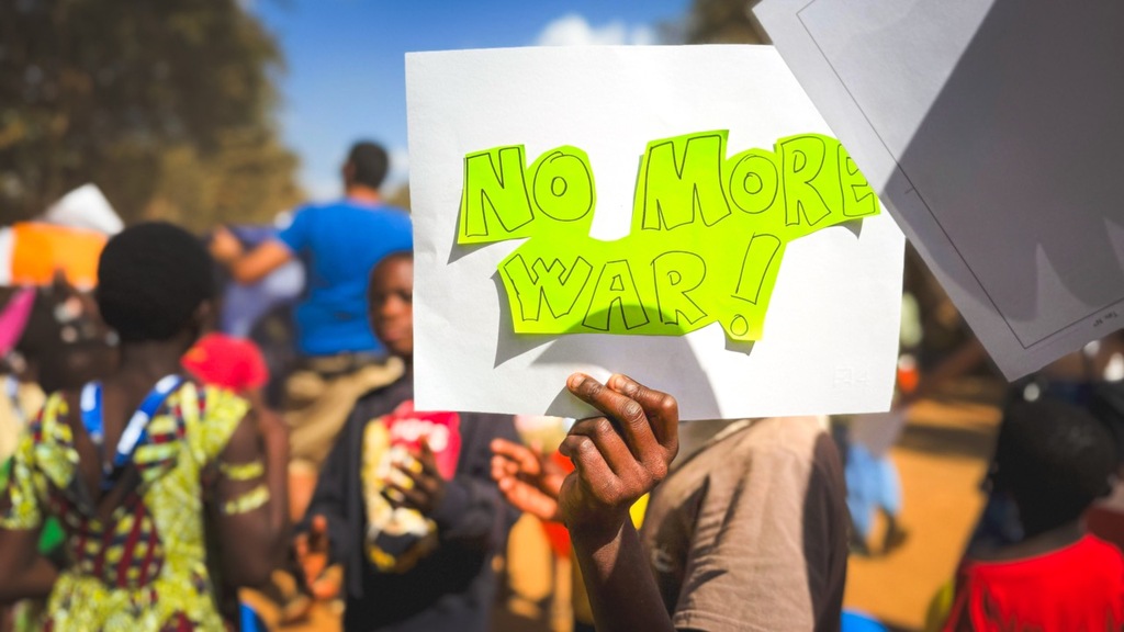 Balaka, Malawi: the Summer School ends with a rally for peace, children and adults marching through the streets of the city