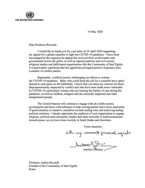 El Secretari General de l'ONU, Guterres, a Andrea Riccardi: 